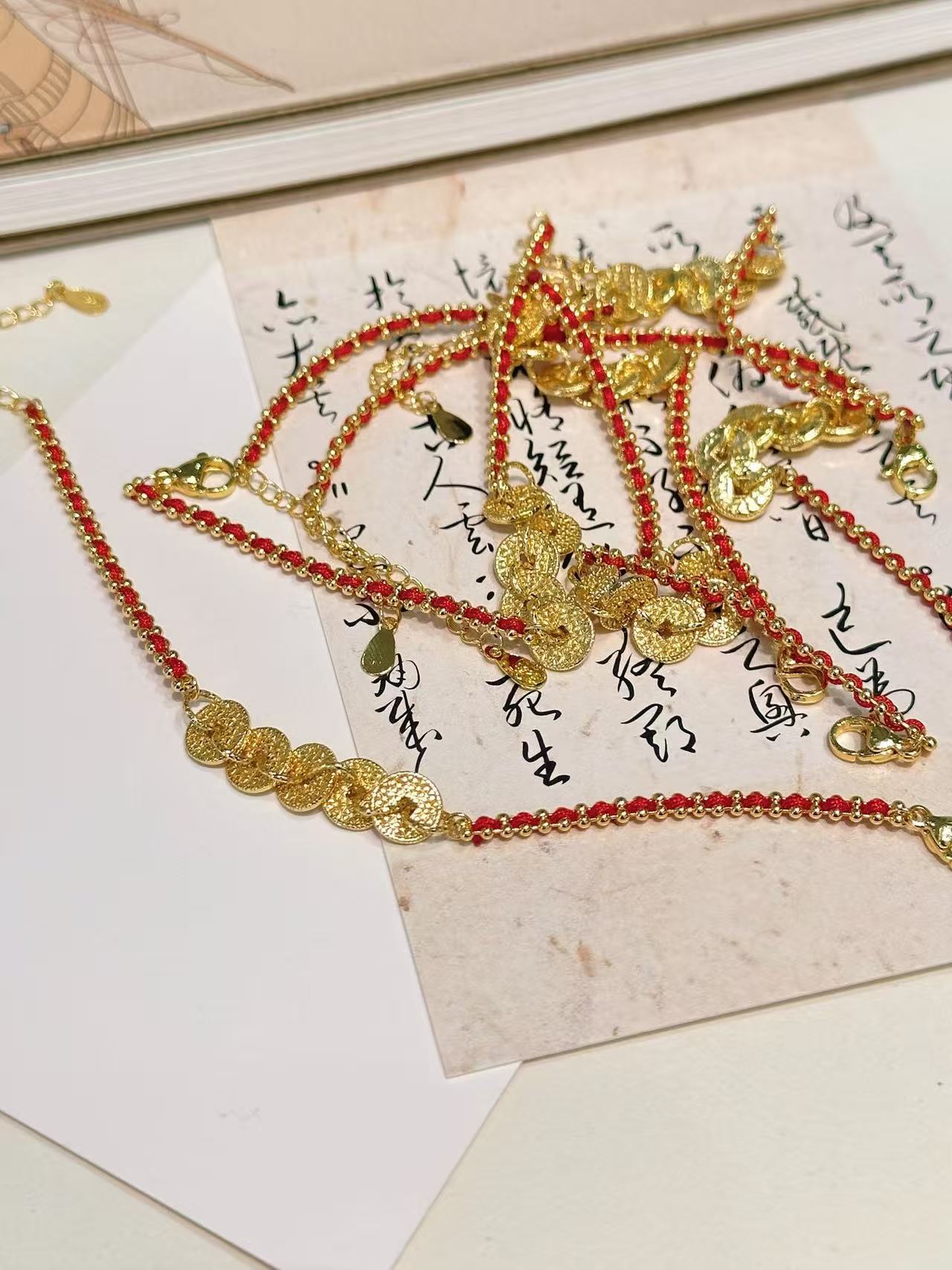 Crushed Ice Five Emperors Coin Bracelet - Lucky Charm for Pet Parents