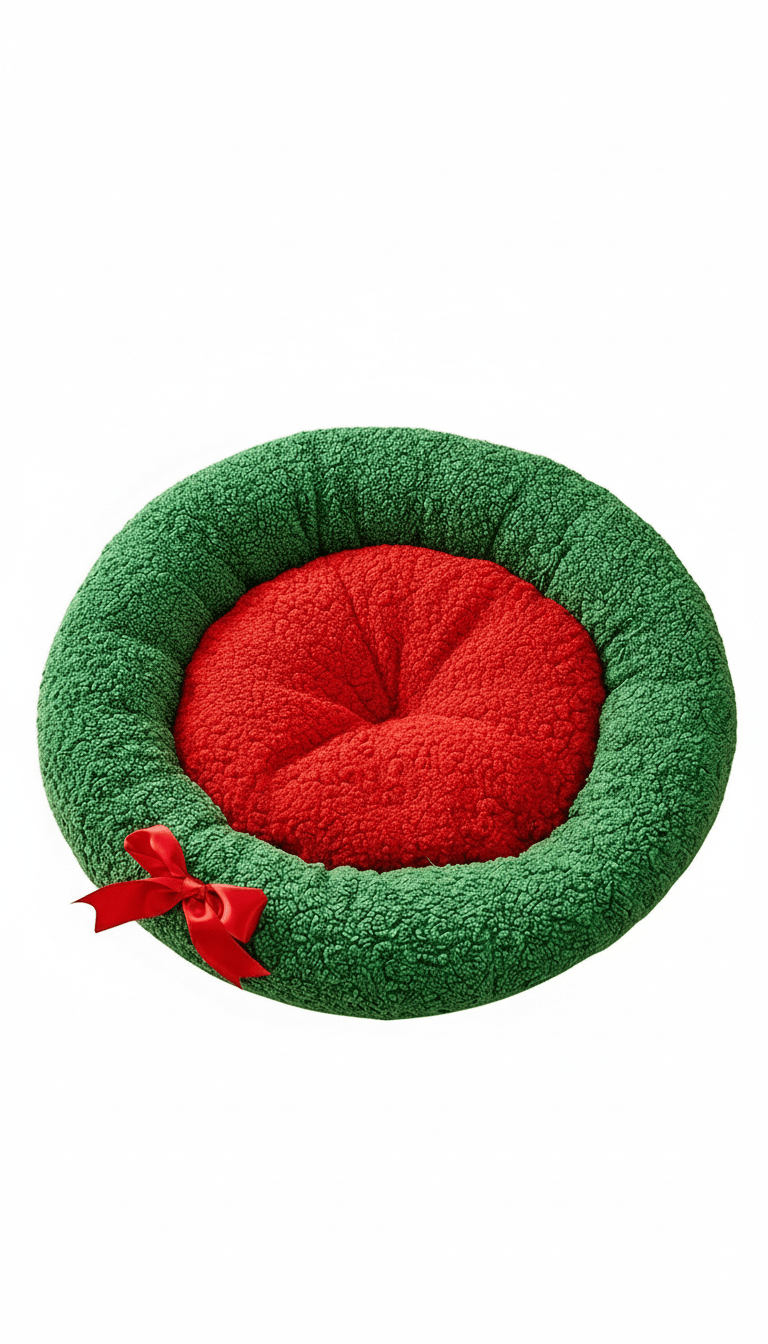 Cat Bed - Merry Christmas Round Pet Bed - Pawlor