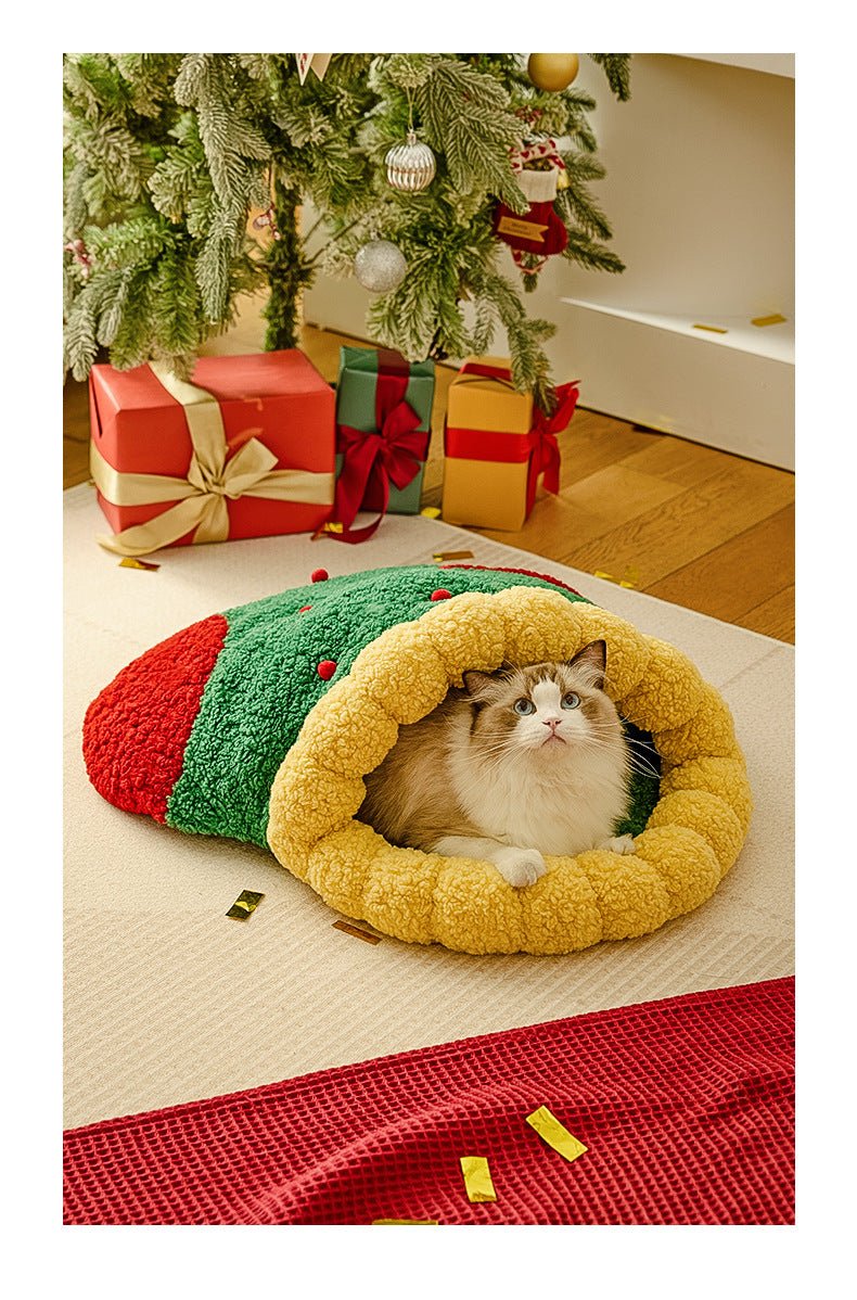 Cat Bed - Merry Christmas Stocking Cat Bed - Pawlor