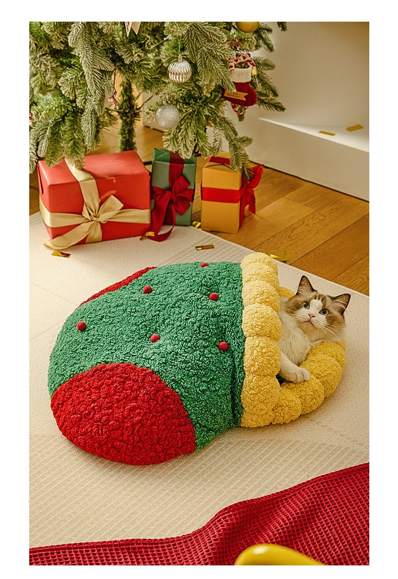 Cat Bed - Merry Christmas Stocking Cat Bed - Pawlor