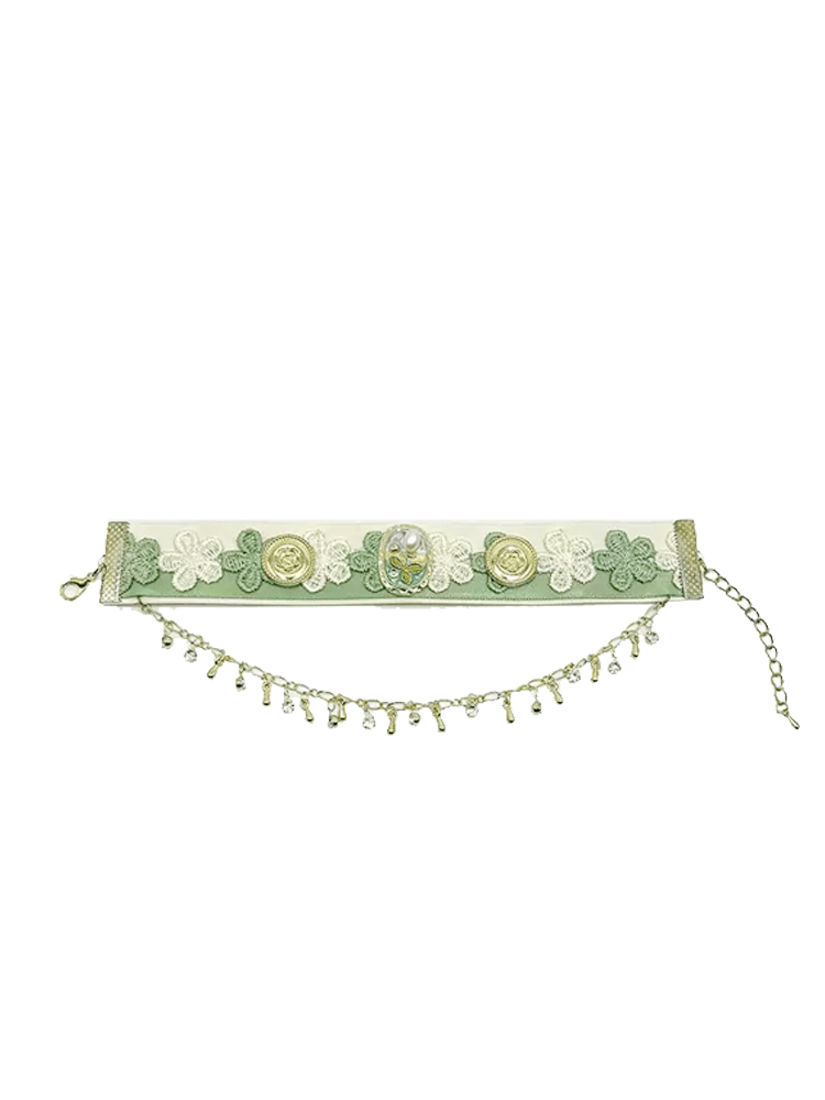 Pet Decorative Collar - Lace Satin& Zircon Tassels - Pawlor