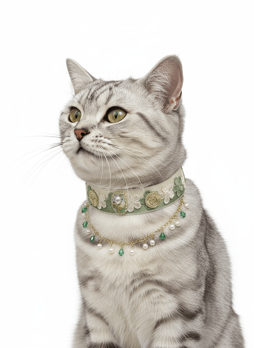 Pet Decorative Collar - Lace Satin& Zircon Tassels - Pawlor