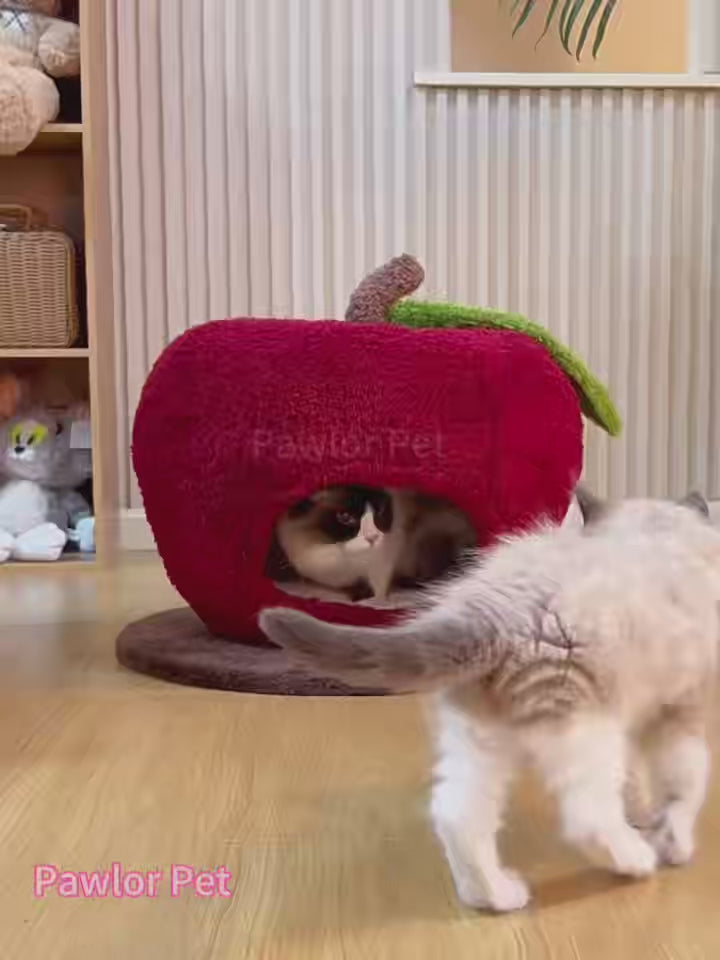 Cat Bed-Merry Christmas Apple Cat Bed